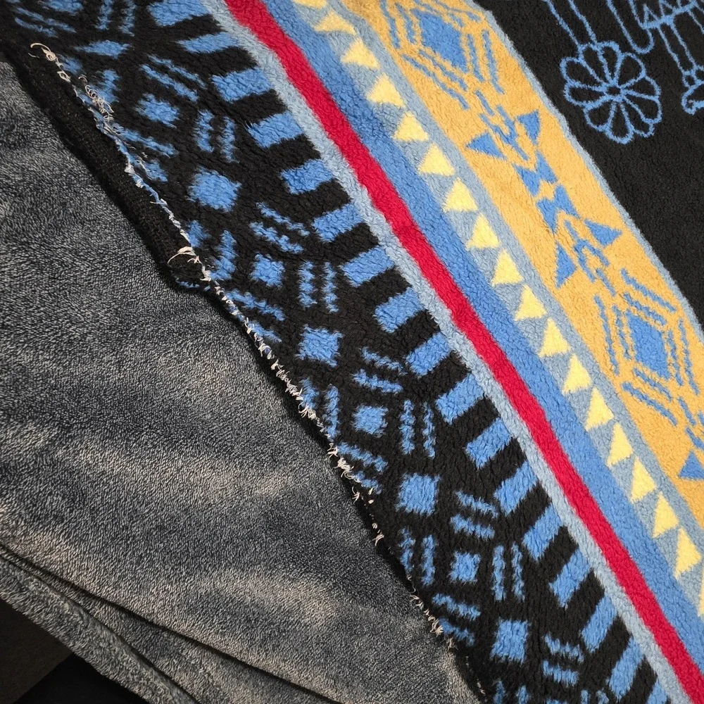 Vintage San Marcos Mexican Cobija Blanket 72x84 Reversible Aztec Mexico Large